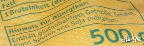 Warnung für Allergiker auf Brotverpackung